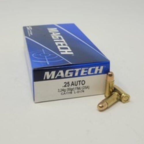 Magtech 25 ACP Ammunition MT25A 50 Grain Full Metal Jacket 50 Rounds
